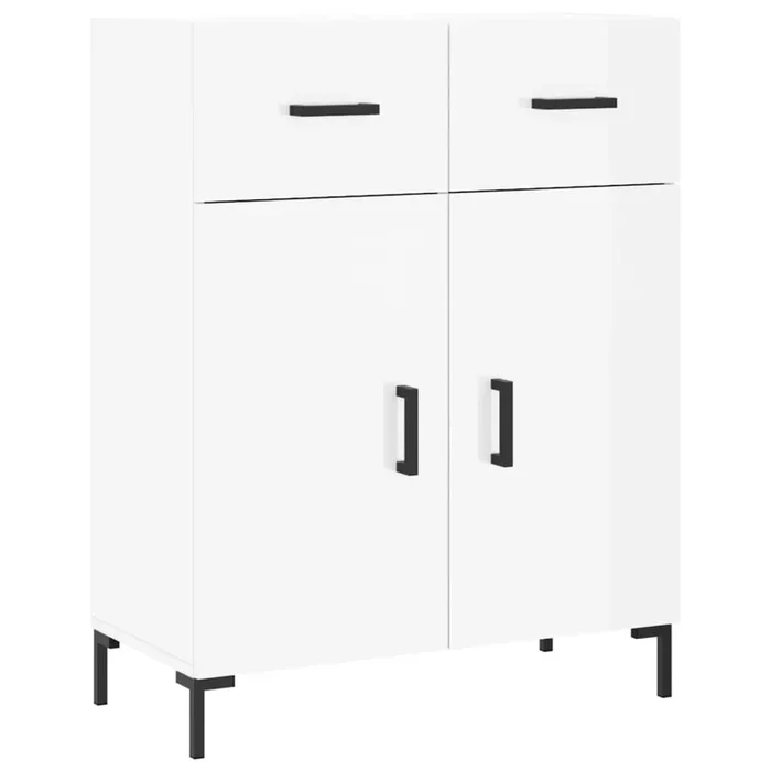 vidaXL Aparador de madera contrachapada blanco brillante 69,5x34x90 cm (41)