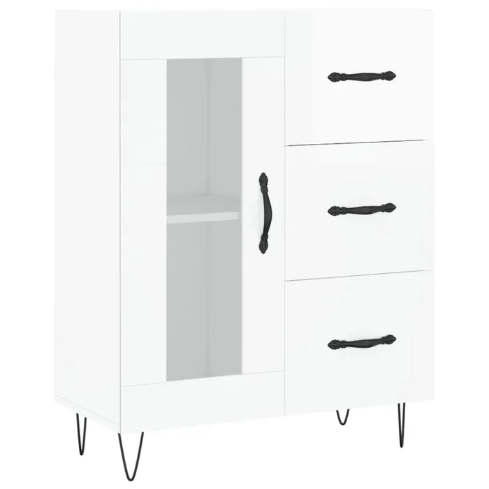 vidaXL Aparador de madera contrachapada blanco brillante 69,5x34x90 cm (5)