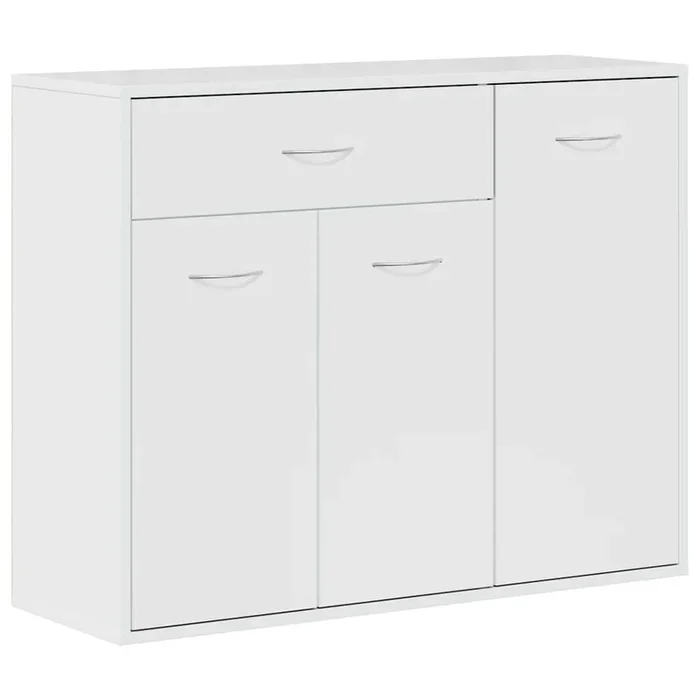vidaXL Aparador de madera contrachapada blanco brillante 88x30x70 cm