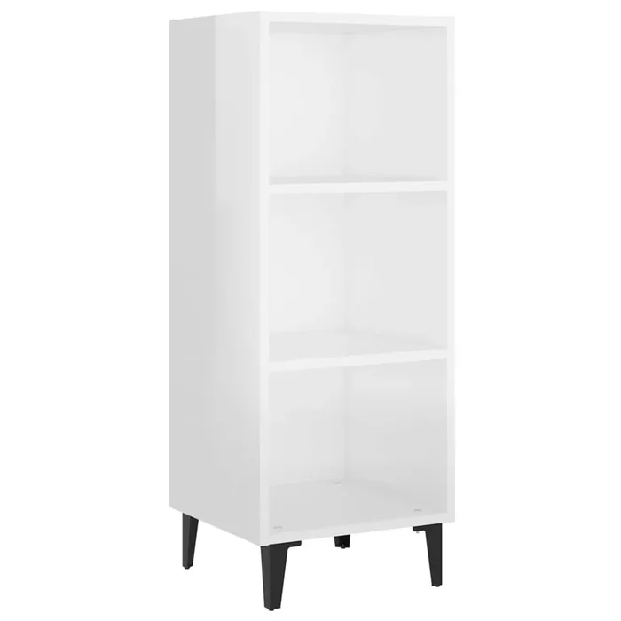 vidaXL Aparador de madera contrachapada blanco brillo 34,5×32,5×90 cm