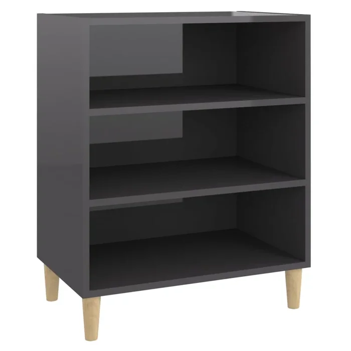 vidaXL Aparador de madera contrachapada gris brillante 57x35x70 cm