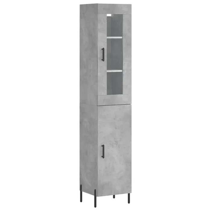 vidaXL Aparador de madera contrachapada gris hormigón 34,5x34x180 cm (16)