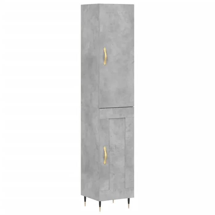 vidaXL Aparador de madera contrachapada gris hormigón 34,5x34x180 cm (2)