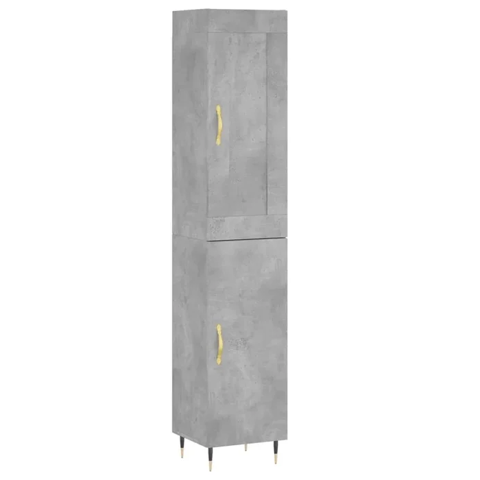 vidaXL Aparador de madera contrachapada gris hormigón 34,5x34x180 cm (22)