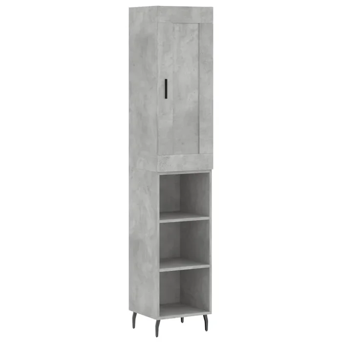 vidaXL Aparador de madera contrachapada gris hormigón 34,5x34x180 cm (77)