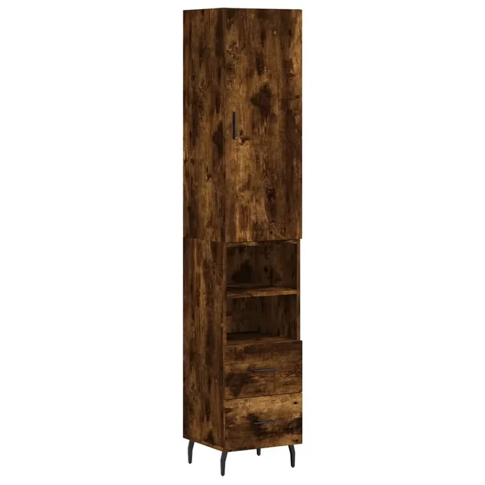 vidaXL Aparador de madera contrachapada roble ahumado 34,5x34x180 cm (13)