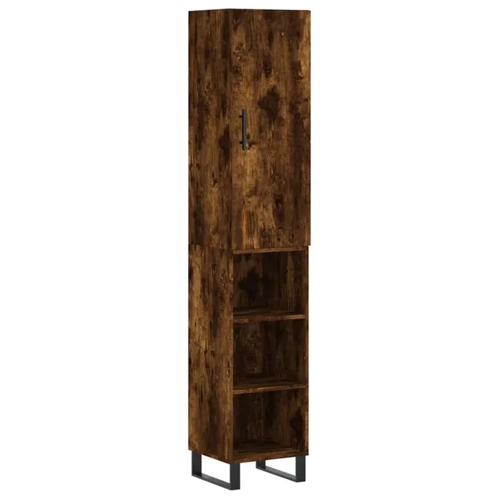 vidaXL Aparador de madera contrachapada roble ahumado 34,5x34x180 cm (37)