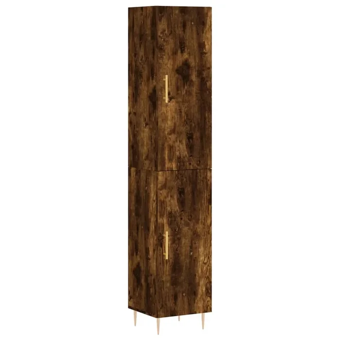 vidaXL Aparador de madera contrachapada roble ahumado 34,5x34x180 cm (4)