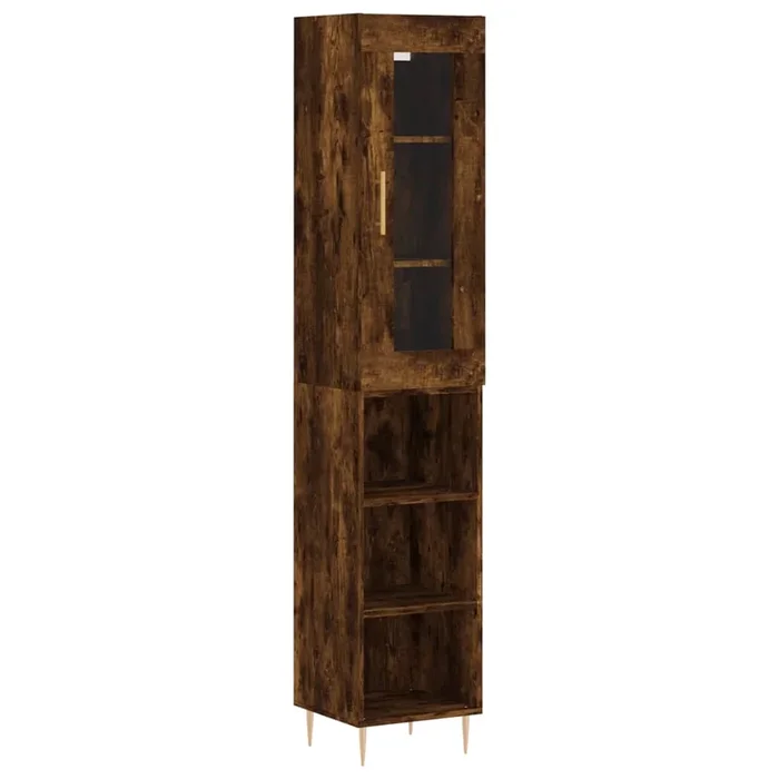 vidaXL Aparador de madera contrachapada roble ahumado 34,5x34x180 cm (42)