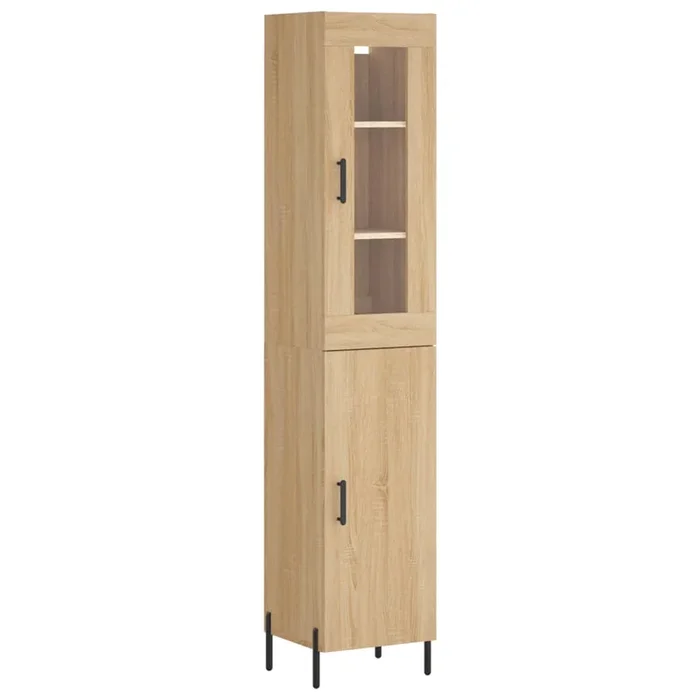 vidaXL Aparador de madera contrachapada roble Sonoma 34,5x34x180 cm (16)