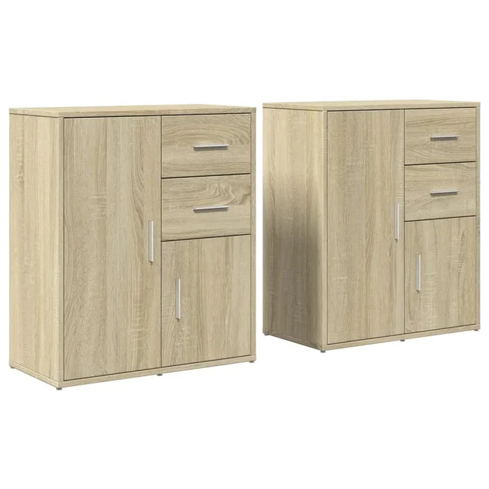 vidaXL Aparador de madera de ingeniería 2 uds roble Sonoma 60x31x70 cm (4)