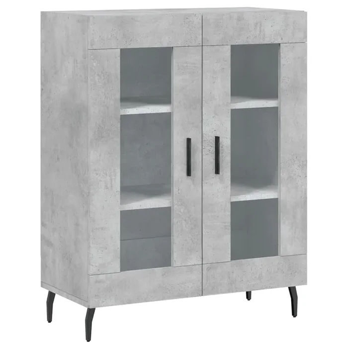 vidaXL Aparador de madera de ingeniería gris hormigón 69,5x34x90 cm (42)