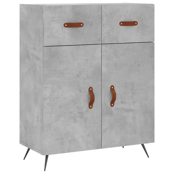 vidaXL Aparador de madera de ingeniería gris hormigón 69,5x34x90 cm (8)