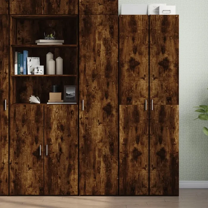 vidaXL Aparador de madera de ingeniería roble ahumado 40×42,5×185 cm (2)