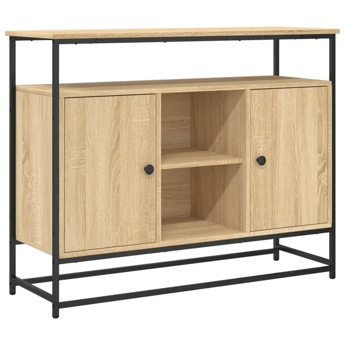 vidaXL Aparador de madera de ingeniería roble Sonoma 100x35x80 cm (2)