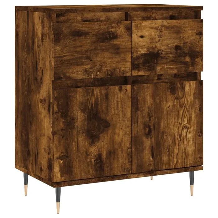vidaXL Aparador madera contrachapada color roble ahumado 60x35x70 cm (5)