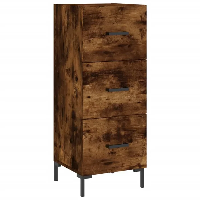 vidaXL Aparador madera de ingeniería roble ahumado 34,5x34x90 cm (4)