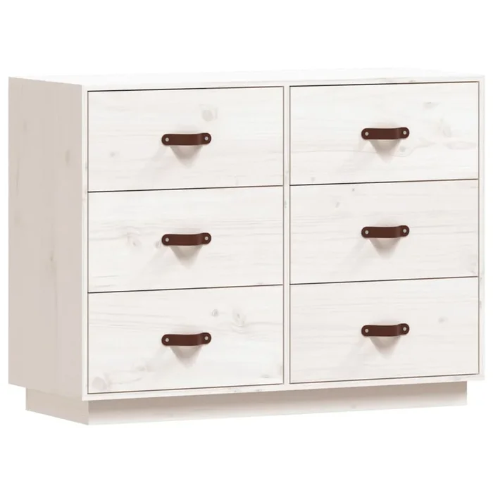 vidaXL Aparador madera maciza de pino blanco 100x40x75 cm (2)
