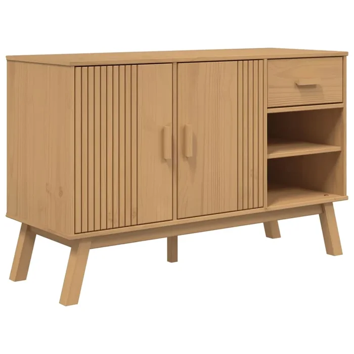 vidaXL Aparador OLDEN madera maciza de pino marrón 114x43x73,5 cm (2)