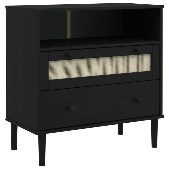 vidaXL Aparador SENJA aspecto de ratán madera pino negro 80x40x80 cm