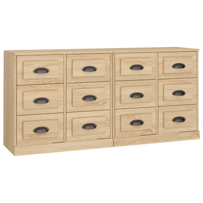 vidaXL Aparadores 2 piezas madera contrachapada color roble sonoma (4)