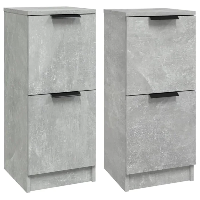 vidaXL Aparadores 2 uds madera contrachapada gris hormigón 30x30x70 cm