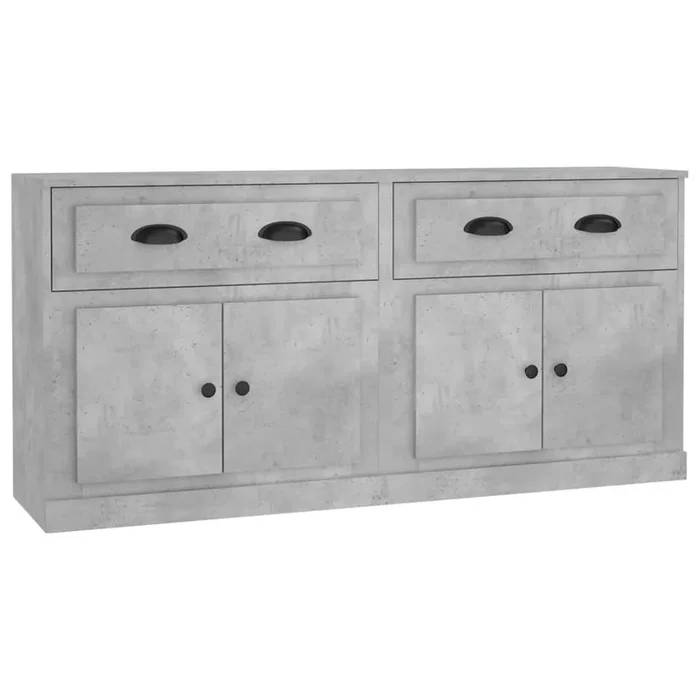 vidaXL Aparadores 2 uds madera contrachapada gris hormigón (4)
