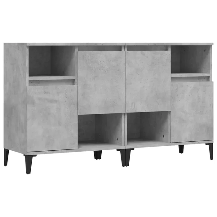 vidaXL Aparadores 2 uds madera contrachapada gris hormigón 60x35x70 cm (4)