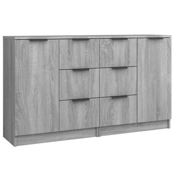 vidaXL Aparadores 2 uds madera contrachapada gris Sonoma 60x30x70 cm