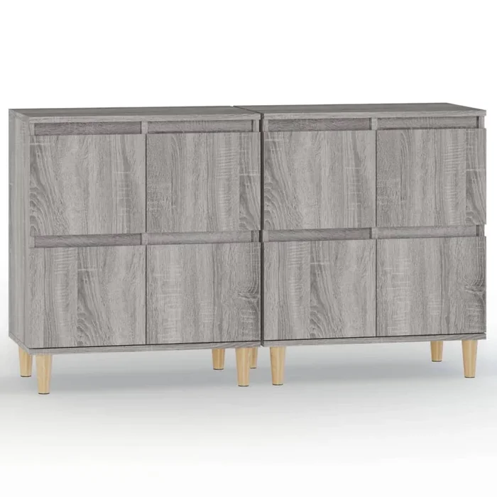vidaXL Aparadores 2 uds madera contrachapada gris Sonoma 60x35x70 cm (2)