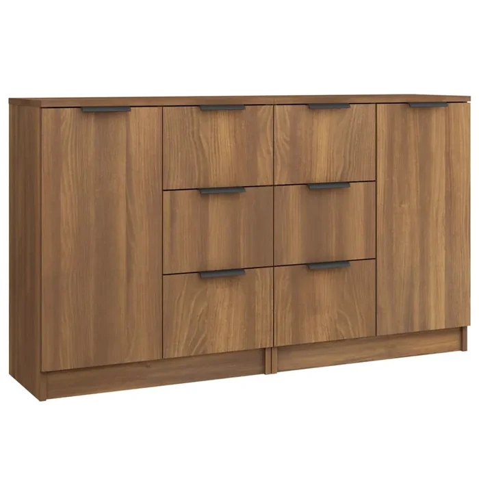 vidaXL Aparadores 2 uds madera contrachapada roble marrón 60x30x70 cm