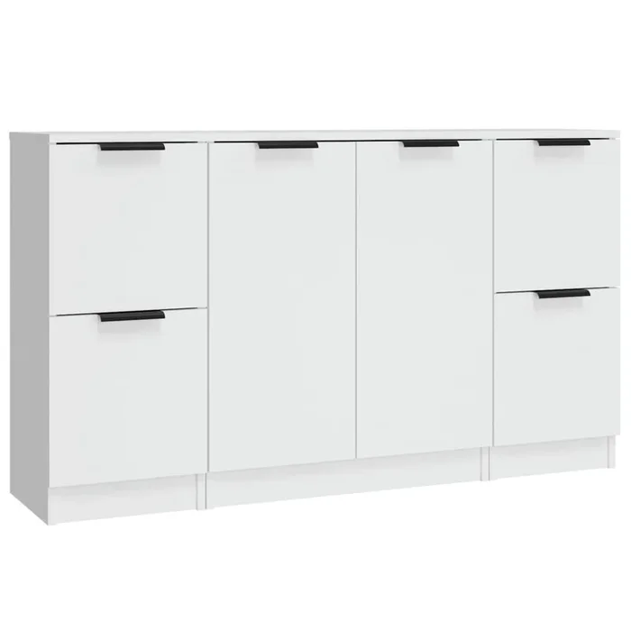 vidaXL Aparadores 3 piezas madera contrachapada blanco (3)