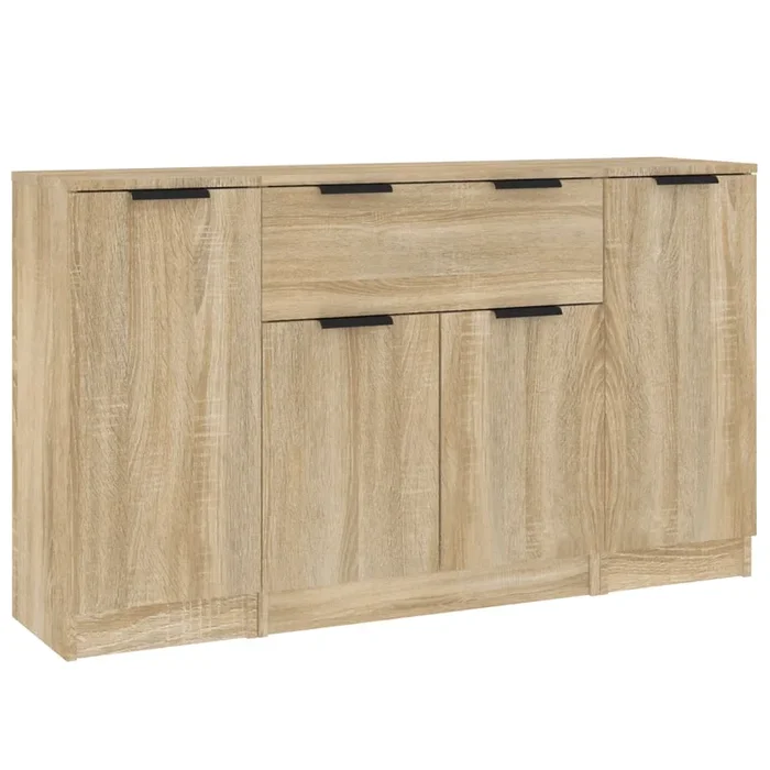 vidaXL Aparadores 3 piezas madera contrachapada color roble sonoma (3)