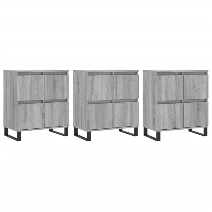 vidaXL Aparadores 3 uds madera contrachapada gris Sonoma (6)