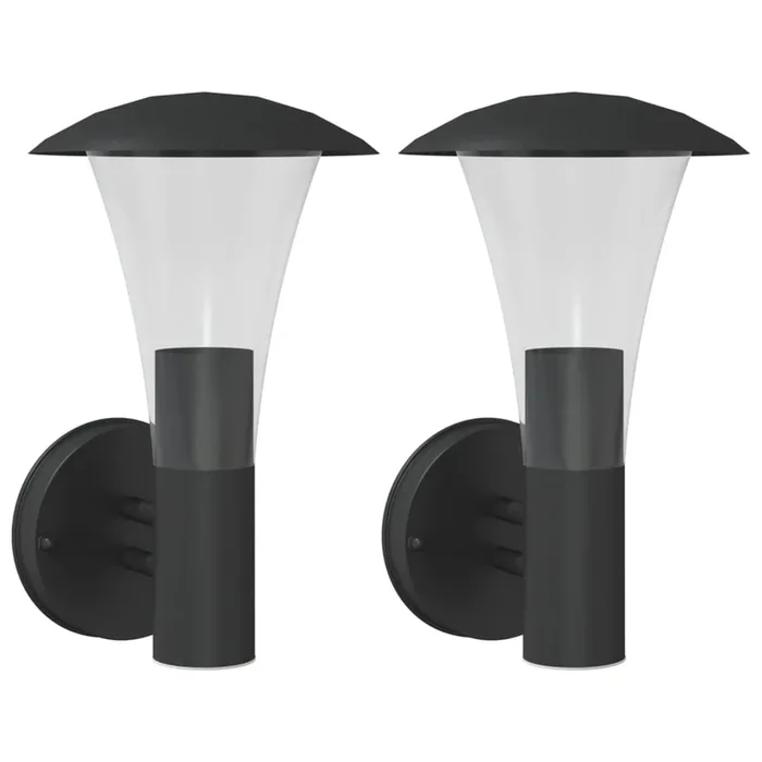vidaXL Apliques de exterior 2 unidades acero inoxidable negro (3)