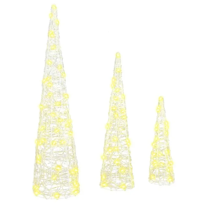 vidaXL Árbol de Navidad 3 pcs cálido 20 x 20 x 80 cm Acrílico