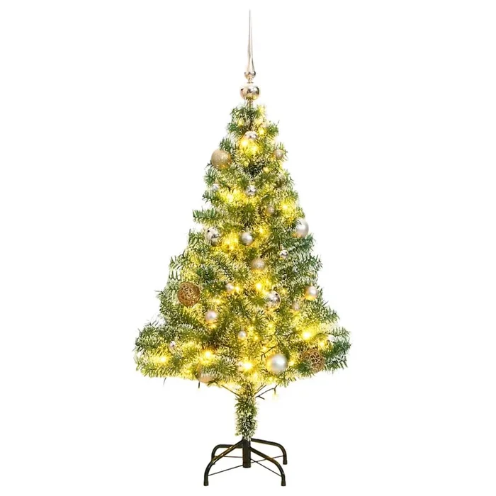 vidaXL Árbol de Navidad artificial con 150 LEDs bolas y nieve 150 cm (2)