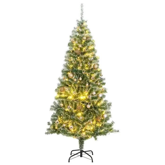 vidaXL Árbol de Navidad artificial con 300 LED bolas y nieve 240 cm (2)