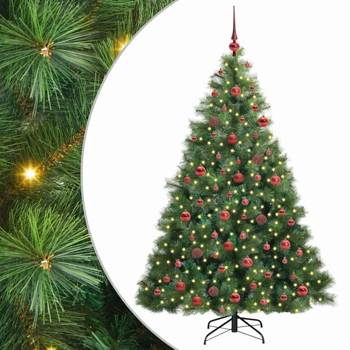 vidaXL Árbol de Navidad artificial con 300 LED Verde 180 cm PE y PVC (14)
