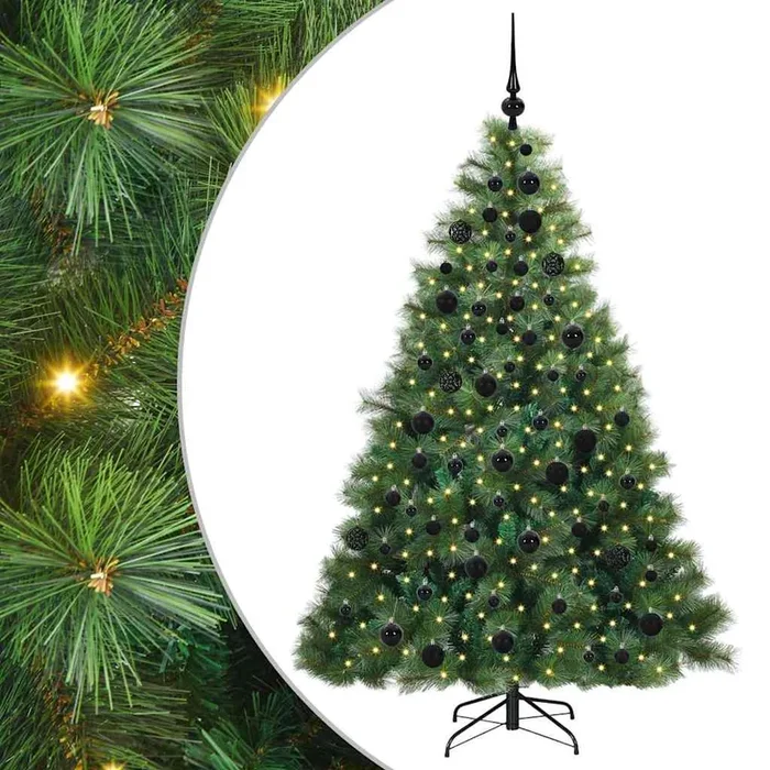vidaXL Árbol de Navidad artificial con 300 LED Verde 180 cm PE y PVC (15)