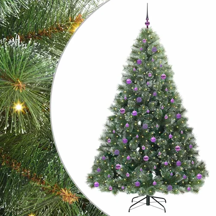 vidaXL Árbol de Navidad artificial con 300 LED Verde 210 cm PE y PVC (17)