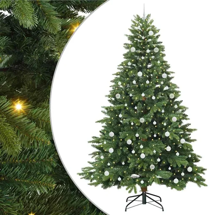 vidaXL Árbol de Navidad artificial con 300 LED Verde 240 cm PE y PVC (29)