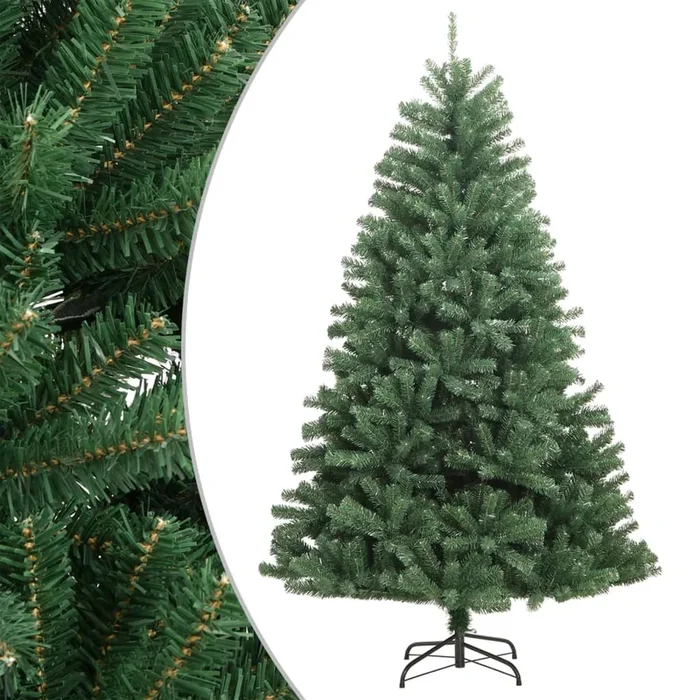 vidaXL Árbol de Navidad artificial con bisagras y soporte verde 240 cm (2)