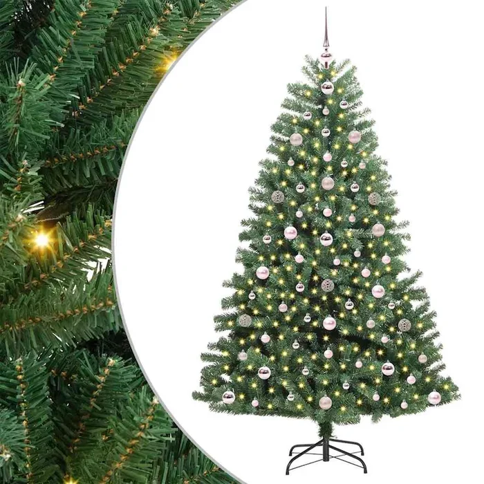 vidaXL Árbol de Navidad artificial con ramas articuladas Verde 180 cm (17)