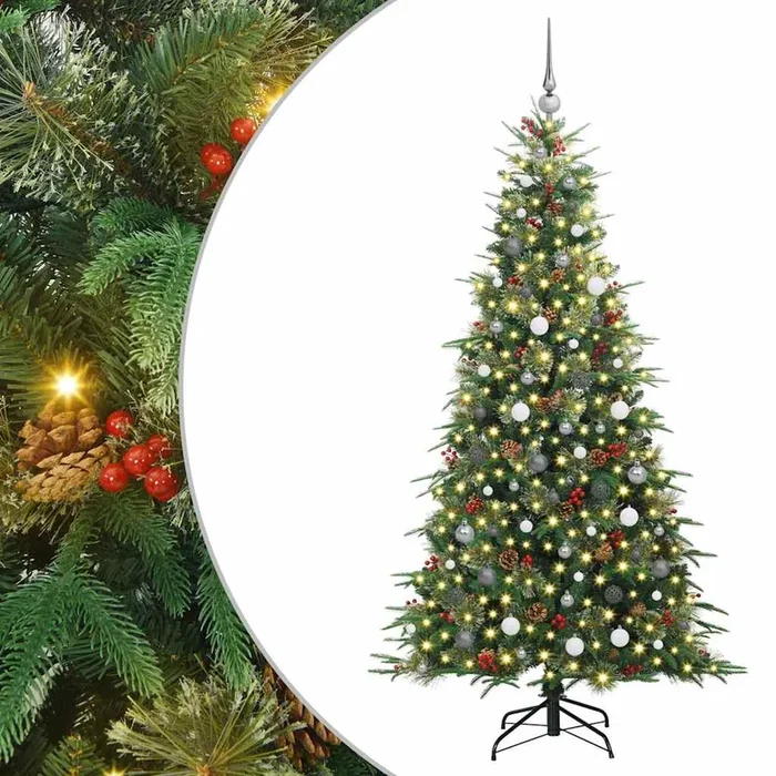 vidaXL Árbol de Navidad artificial con ramas articuladas Verde 210 cm (30)
