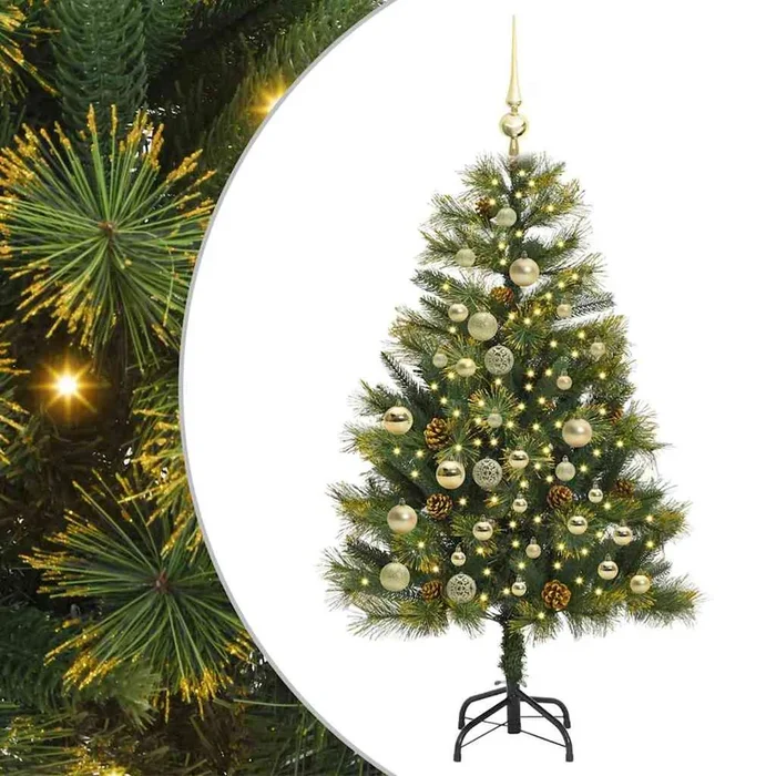 vidaXL Árbol de Navidad artificial con ramas plegables y conos 120 cm (6)