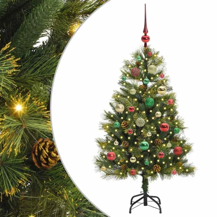 vidaXL Árbol de Navidad artificial con ramas plegables y conos 120 cm (8)