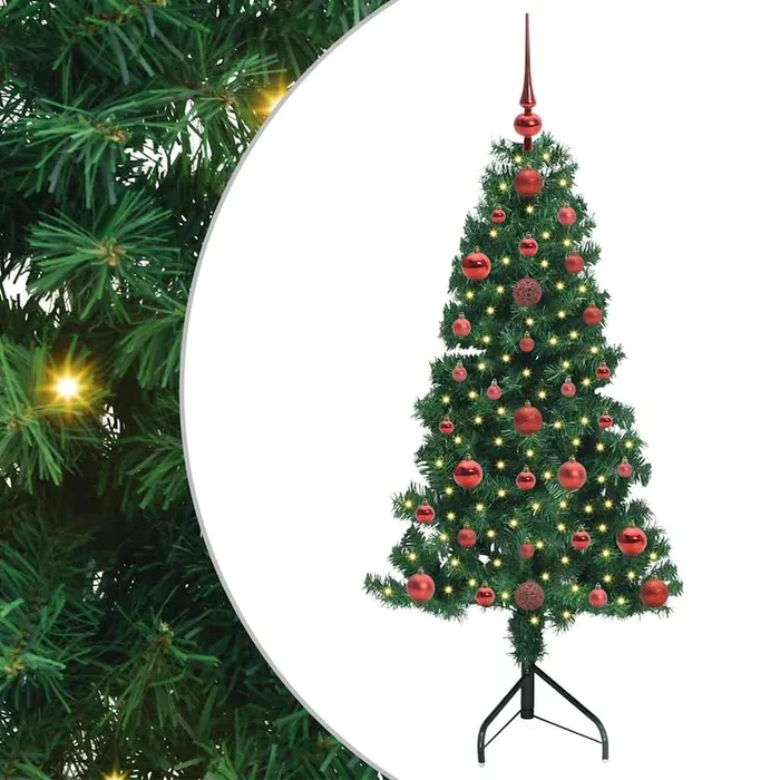 vidaXL Árbol de Navidad Artificial de Esquina Verde 120 cm PVC y Metal (9)