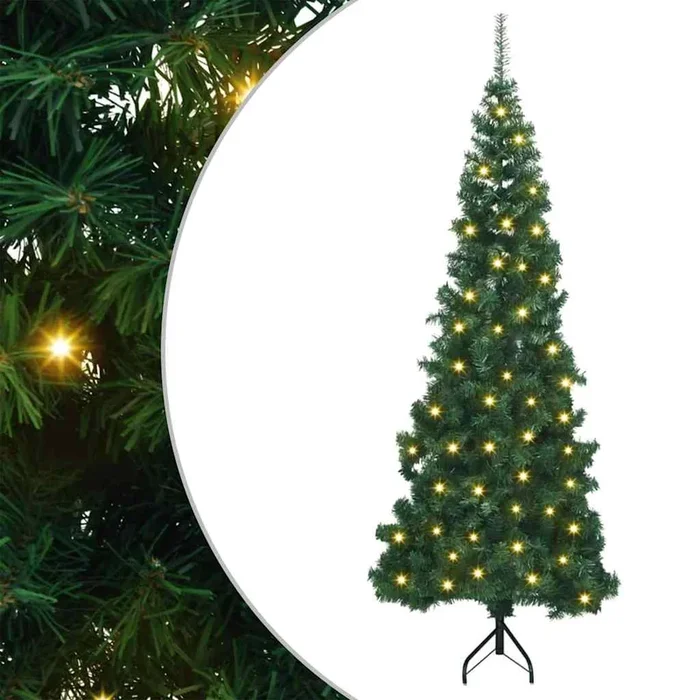 vidaXL Árbol de Navidad Artificial de Esquina Verde 210 cm PVC y Metal (10)