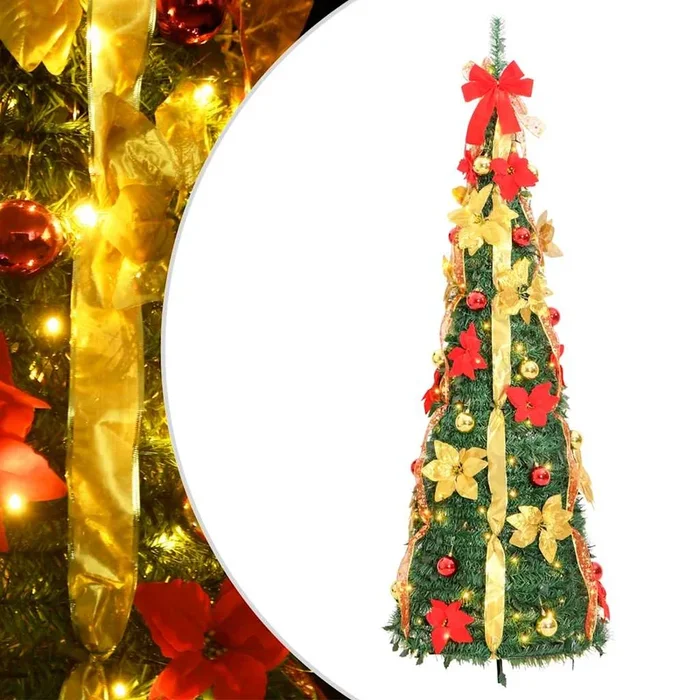 vidaXL Árbol de Navidad artificial desplegable 50 LED verde 120 cm (2)